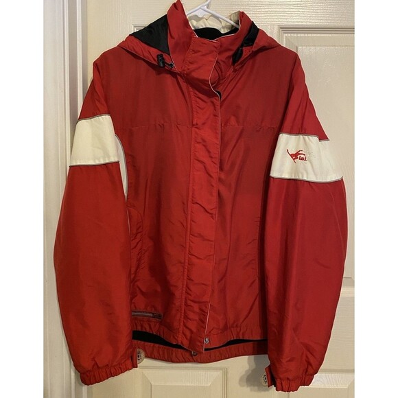 Vtg Y2K Lei Jacket Womens L Red White Ski Snowboard Winter Coat Hoodie L.E.I - Picture 1 of 16
